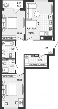 2-к кв. Калининградская область, Гурьевский муниципальный округ, пос. ...