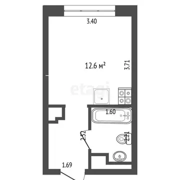 Квартира-студия: Тюмень, улица Первооткрывателей, 6 (19.7 м)