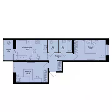 2-к кв. Ленинградская область, Всеволожский район, Заневское городское ...