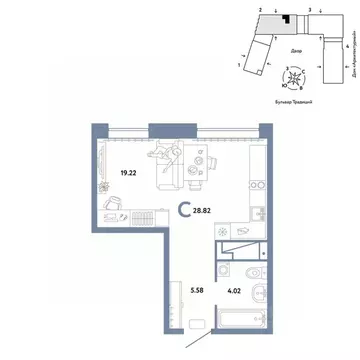 1-к кв. Тюменская область, Тюмень ул. Новоселов, 98 (28.82 м)