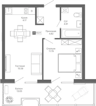 2-к кв. Крым, Алушта Профессорский Уголок мкр,  (55.11 м)