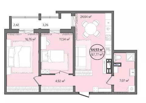 2-к кв. Челябинская область, Челябинск ул. Труда, 15 (70.61 м)