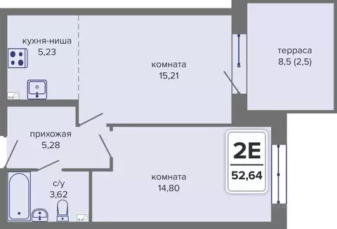 2-к кв. Пермский край, Пермь Гайва мкр,  (52.64 м)