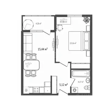 1-к кв. Брянская область, Брянск ул. Ульянова, 24 (38.0 м)