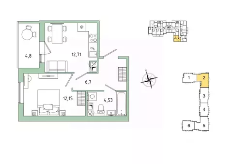 1-к кв. Ленинградская область, Гатчина Въезд мкр,  (38.49 м)