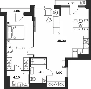 1-к кв. Тульская область, Тула ул. Фридриха Энгельса, 62 (75.0 м)