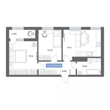 2-к кв. Тюменская область, Тобольск пер. Радищева, 17 (69.44 м)
