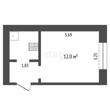 1к в -комнатной квартире (17.9 м)
