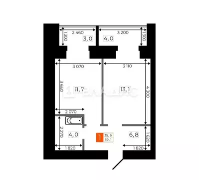 1-комнатная квартира: Благовещенск, Кузнечная улица, 169/3 (39.1 м)