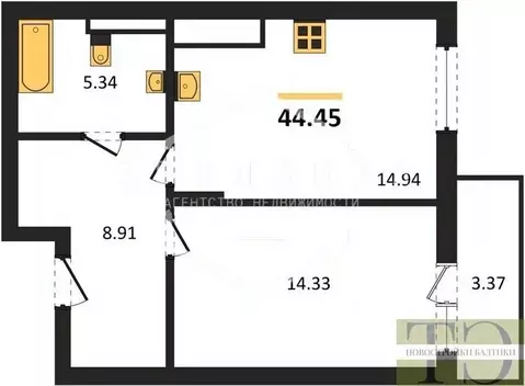 1-к кв. Калининградская область, Гурьевский муниципальный округ, пос. ...