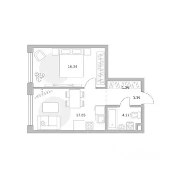 1-к кв. Москва ул. Народного Ополчения (42.61 м)