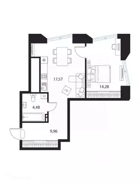 1-к кв. Рязанская область, Рязань пер. 1-й Осенний, 15 (46.29 м)