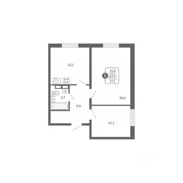 2-к кв. Кировская область, Киров ул. Потребкооперации, 34 (57.1 м)