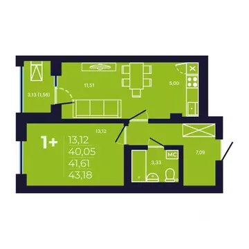 1-к кв. Башкортостан, Уфа ул. Майора Доставалова, 7 (42.0 м)