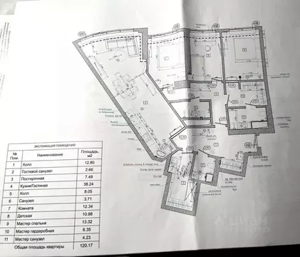 3-к кв. Москва Ленинградское ш., 69к2 (120.17 м)