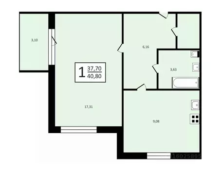 1-к кв. Тамбовская область, Тамбовский муниципальный округ, д. Крутые ...