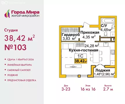 Квартира-студия: Симферополь, Центральный район, жилой комплекс Город ...