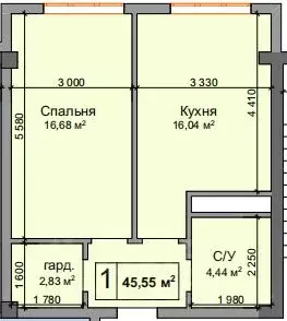 1-к кв. Кабардино-Балкария, Нальчик ул. Мусова (45.55 м)