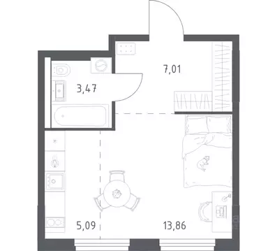 1-к кв. Башкортостан, Уфа ул. Минигали Губайдуллина, 8к9 (29.43 м)
