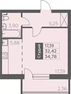 1-к кв. Башкортостан, Уфа ул. Орджоникидзе, 34 (34.53 м)