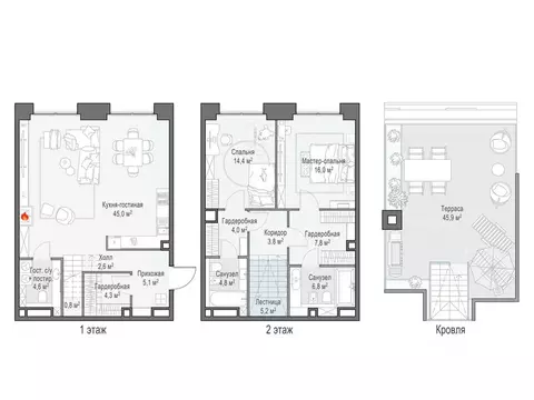 2-к кв. Москва Лайф Тайм жилой комплекс (125.0 м)