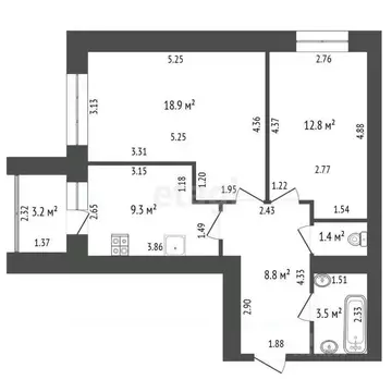 2-к кв. Башкортостан, Стерлитамак ул. Артема, 138 (54.7 м)