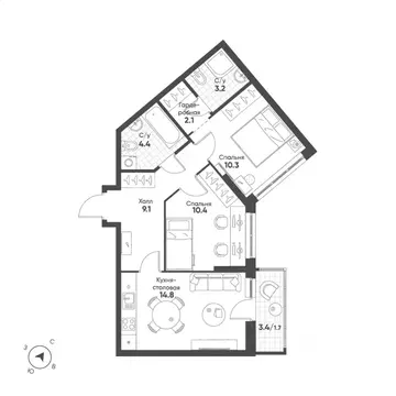 2-к кв. Свердловская область, Екатеринбург Солнечный жилрайон,  (56.0 ...