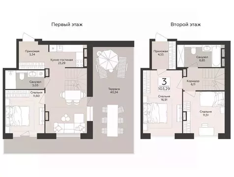 3-к кв. Воронежская область, Воронеж Эклипс жилой комплекс (103.29 м)