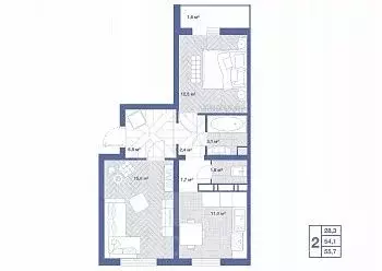 2-к кв. Воронежская область, Воронеж проезд Пограничный, 5 (55.7 м)