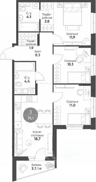 3-к кв. Новосибирская область, Кольцово рп Счастье в Кольцово жилой ...