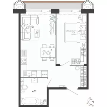 1-к кв. Приморский край, Владивосток Бархатная ул. (50.01 м)