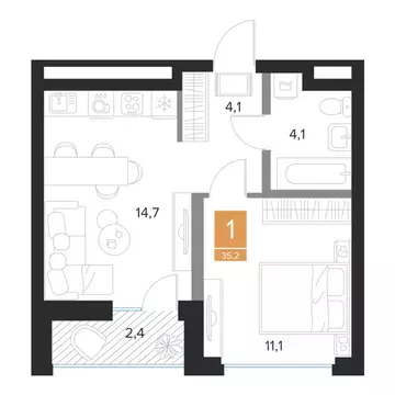 1-к кв. Курская область, Курск Парковый квартал Чувства жилой комплекс ...