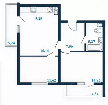 3-к кв. Волгоградская область, Волгоград ул. Клары Цеткин, 1А (64.85 ...