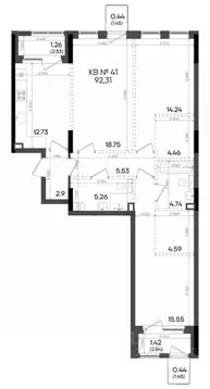3-к кв. Татарстан, Казань ул. Аделя Кутуя, 181Ж (92.31 м)