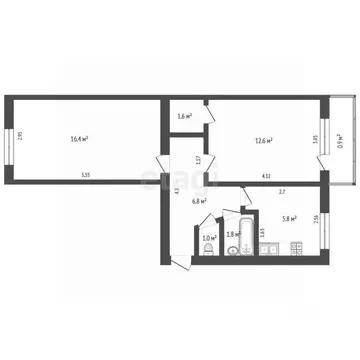 2-к кв. Башкортостан, Стерлитамак ул. Худайбердина, 95 (45.3 м)