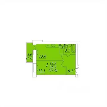 1-к кв. Вологодская область, Вологда  (37.6 м)