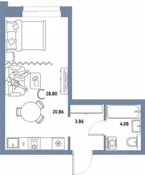 Студия Московская область, Мытищи Страна.Парковая жилой комплекс (28.8 ...
