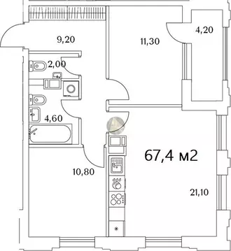 2-комнатная квартира: Санкт-Петербург, Планерная улица, 99 (67.4 м)