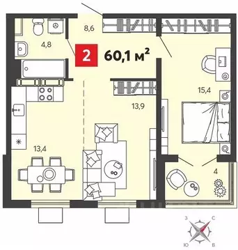 2-к кв. Пензенская область, Пензенский район, Засечный сельсовет, с. ...