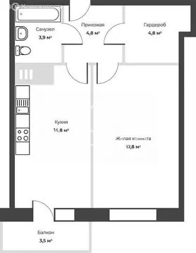 1-комнатная квартира: Самара, Московское шоссе, 199 (47.2 м)