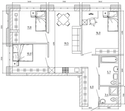 3-к кв. Кемеровская область, Кемерово ул. Терешковой, 39Б (76.9 м)