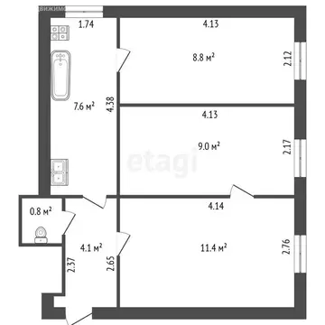 2-комнатная квартира: Санкт-Петербург, Железноводская улица, 12Б (41.7 ...