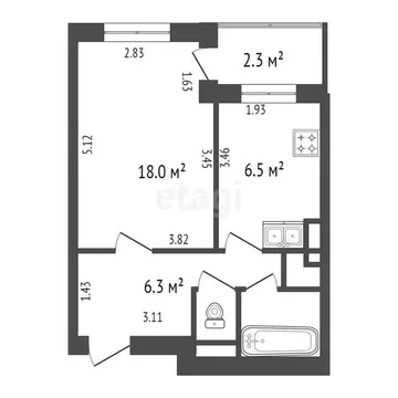 1-комнатная квартира: Санкт-Петербург, проспект Авиаконструкторов, 6 ...