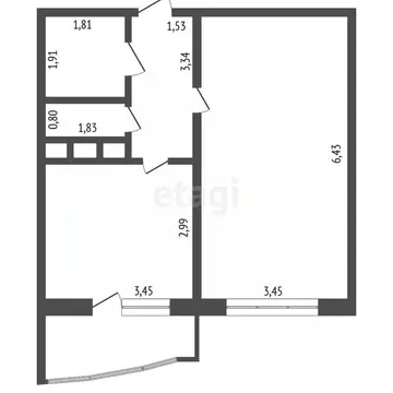 1-к кв. Владимирская область, Ковров ул. Строителей, 15/2 (42.6 м)