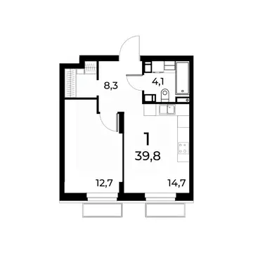 1-к кв. Нижегородская область, Нижний Новгород ул. Усиевича (39.8 м)
