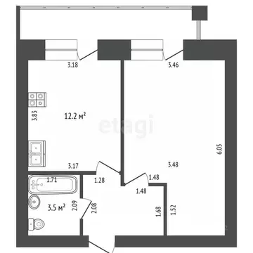 1-к кв. Вологодская область, Вологда Новый пер., 3 (45.4 м)