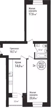 2-к кв. Тамбовская область, Тамбов Телецентр мкр, Европейский-2 жилой ...