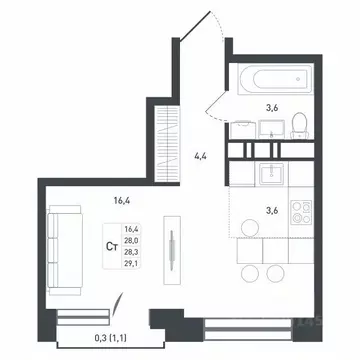 Студия Московская область, Подольск городской округ, д. Борисовка ул. ...