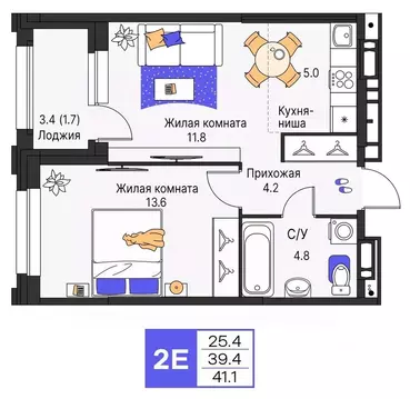 2-к кв. Пермский край, Пермь ул. Карла Модераха, 7 (41.1 м)