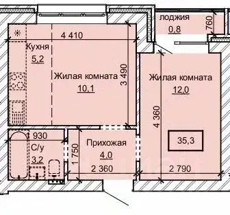 2-к кв. Алтайский край, Барнаул ул. Анатолия (35.3 м)